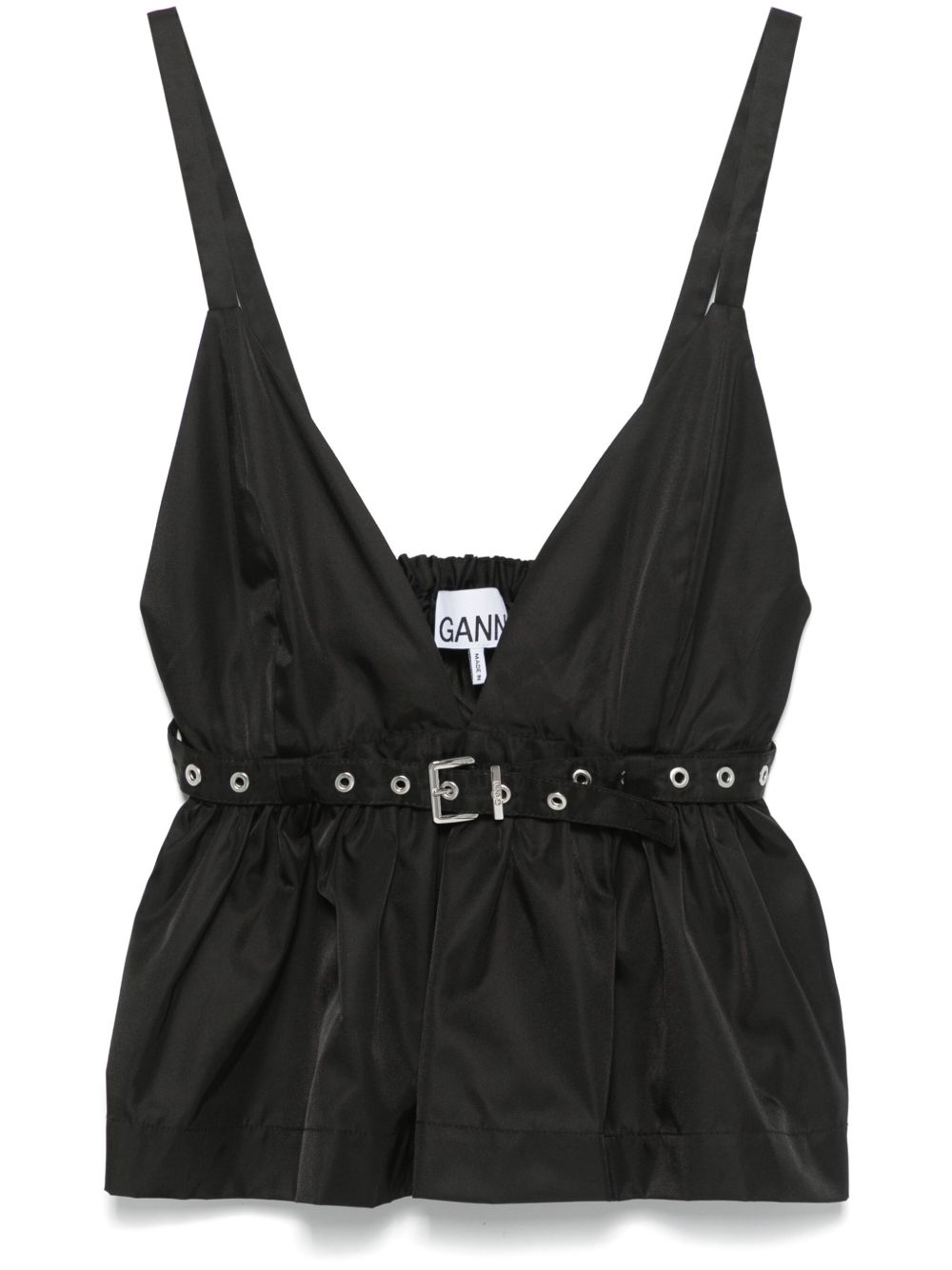 GANNI Duchesse Strap 上衣 - 黑色