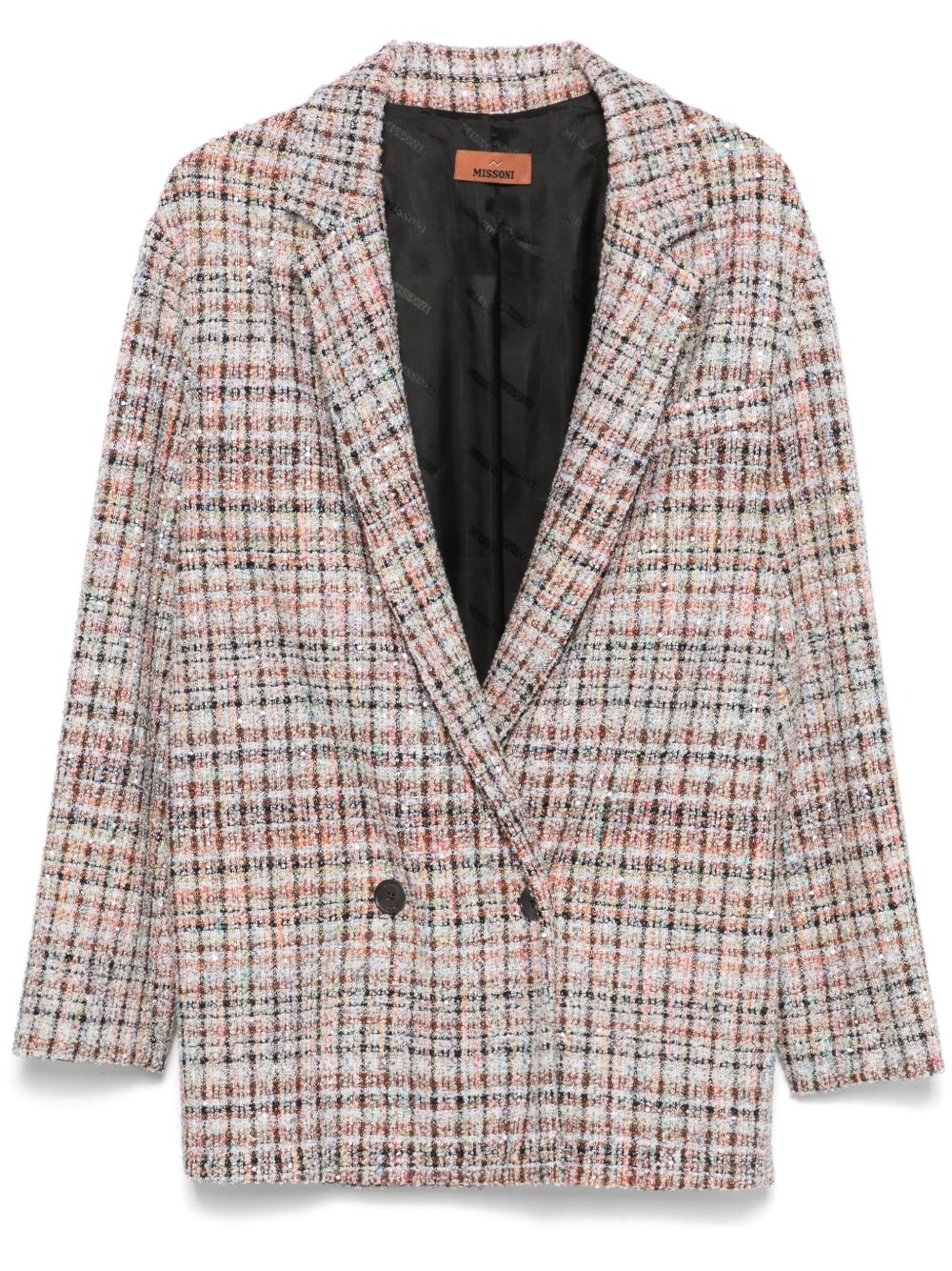 Missoni 仿羔皮呢双色格纹西装夹克 - 白色