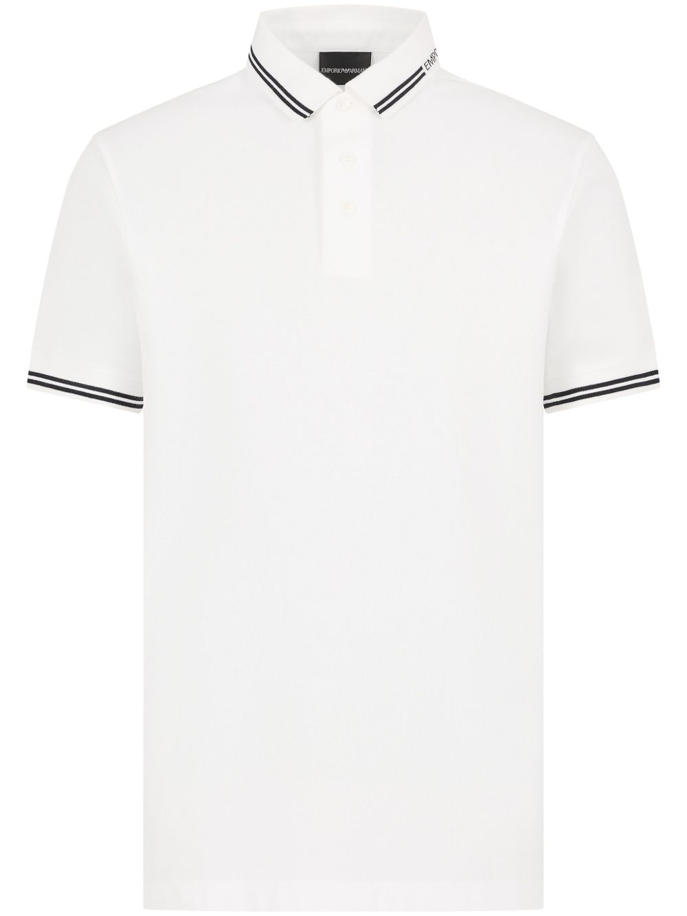 Emporio Armani logo细节平纹针织polo衫 - 白色