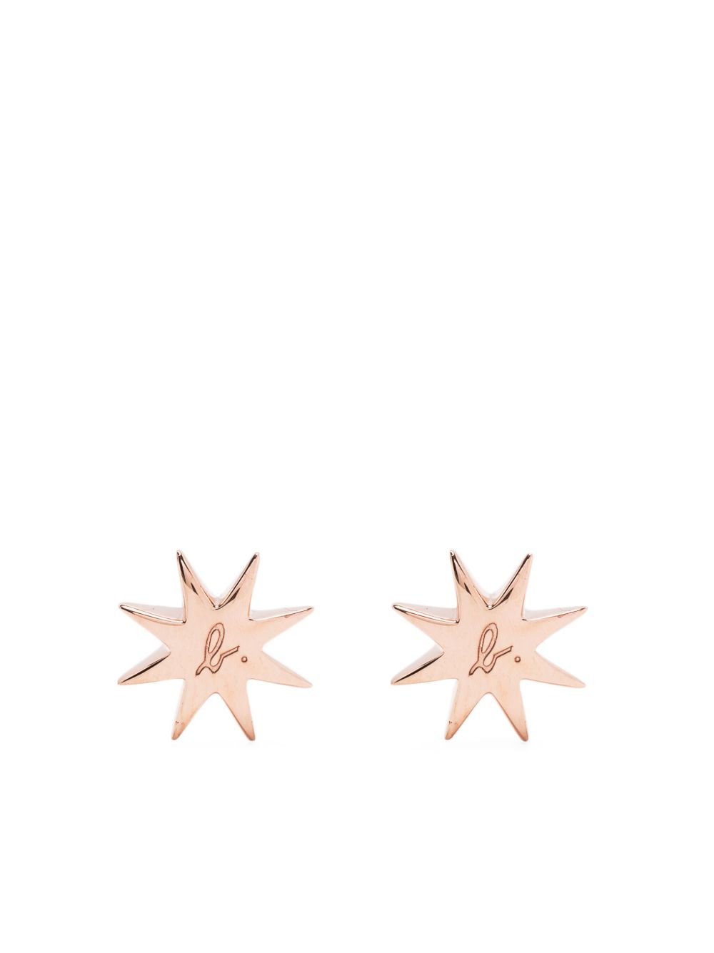agnès b. logo雕刻星星耳环 - 金色