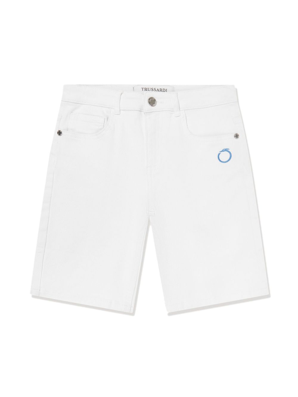 TRUSSARDI JUNIOR Mogurean logo刺绣短裤 - 白色