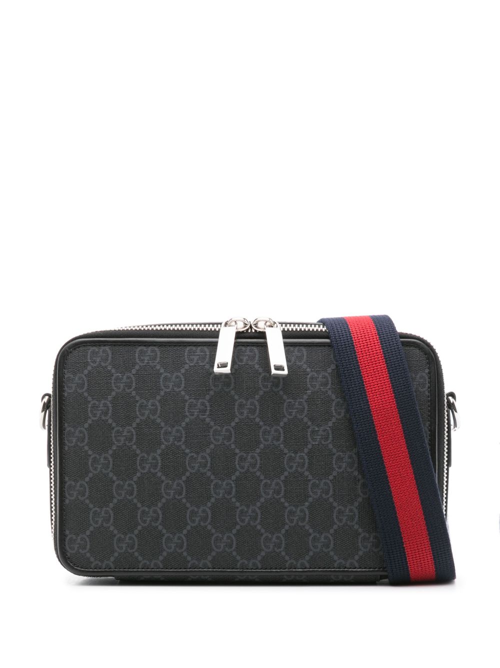 Gucci GG Supreme 帆布邮差包 - 黑色