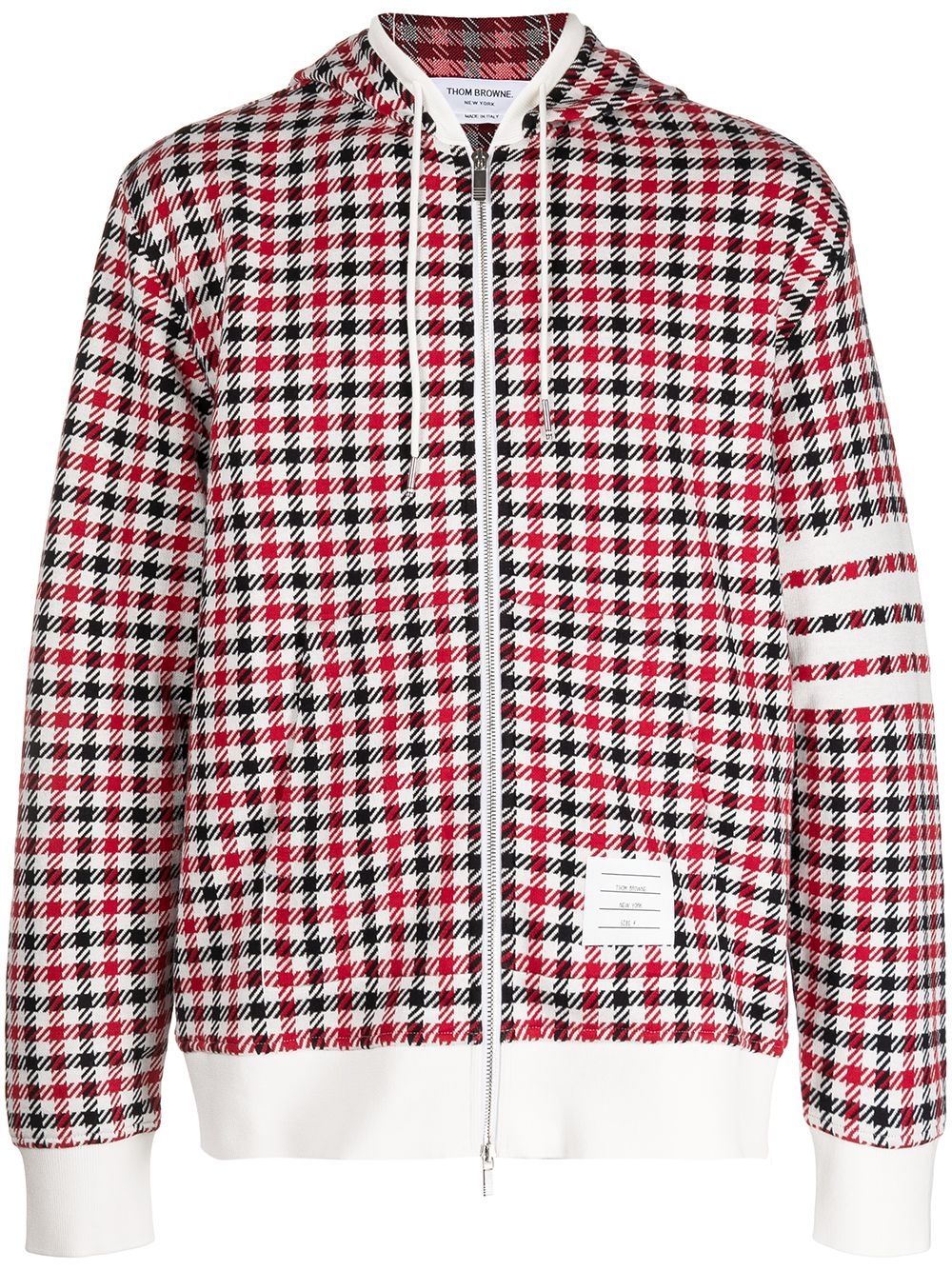 Thom Browne 4-Bar 格纹连帽衫 - 红色