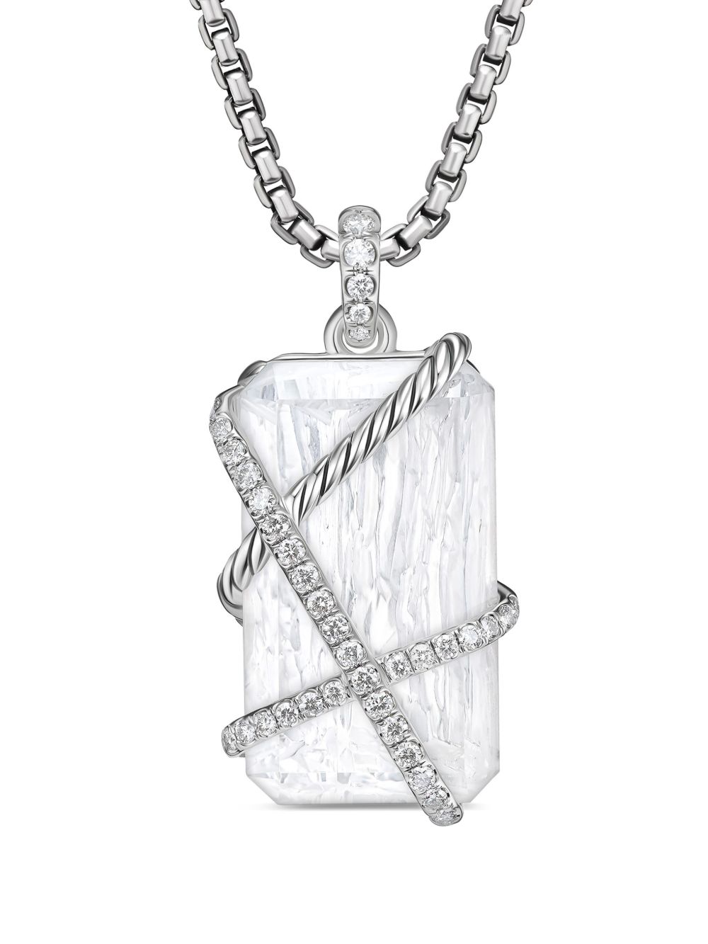 David Yurman 纯银 Cable Wrap 钻石吊坠 - 白色