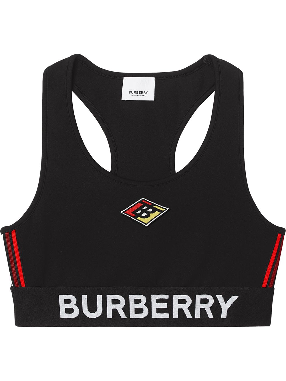 Burberry logo弹力针织胸衣 - 黑色