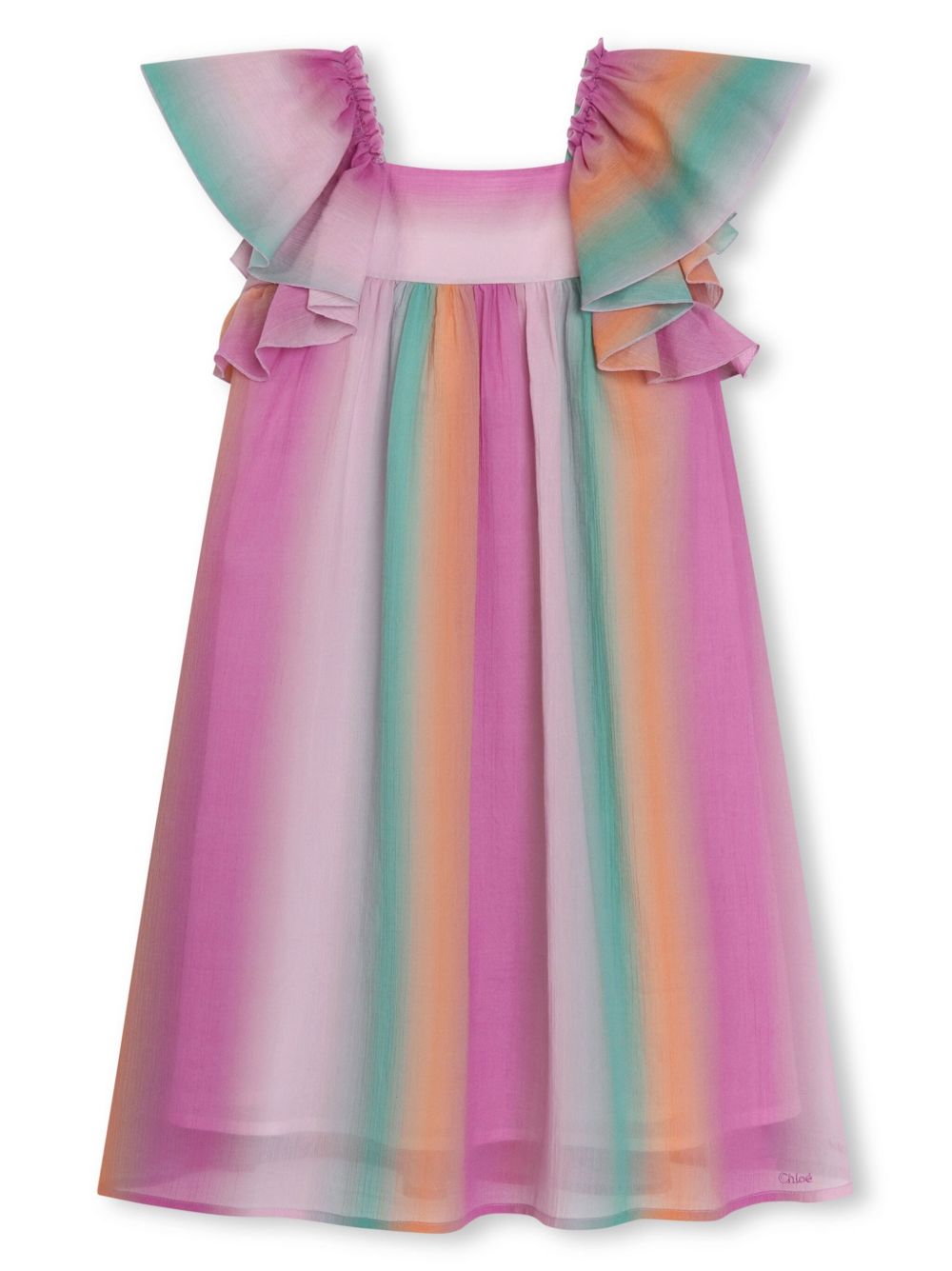 Chloé Kids 褪色效果条纹连衣裙 - 粉色