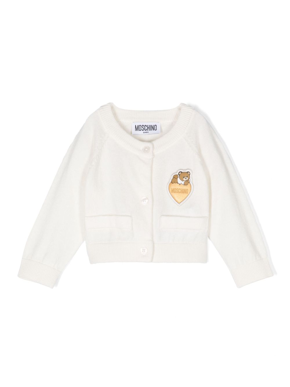 Moschino Kids 标贴开衫 - 白色