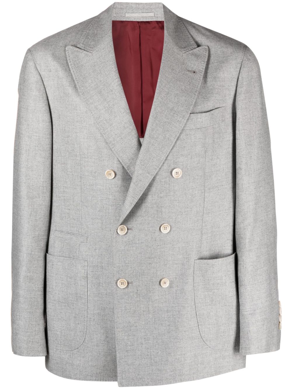 Brunello Cucinelli 双排扣羊毛西装夹克 - 灰色