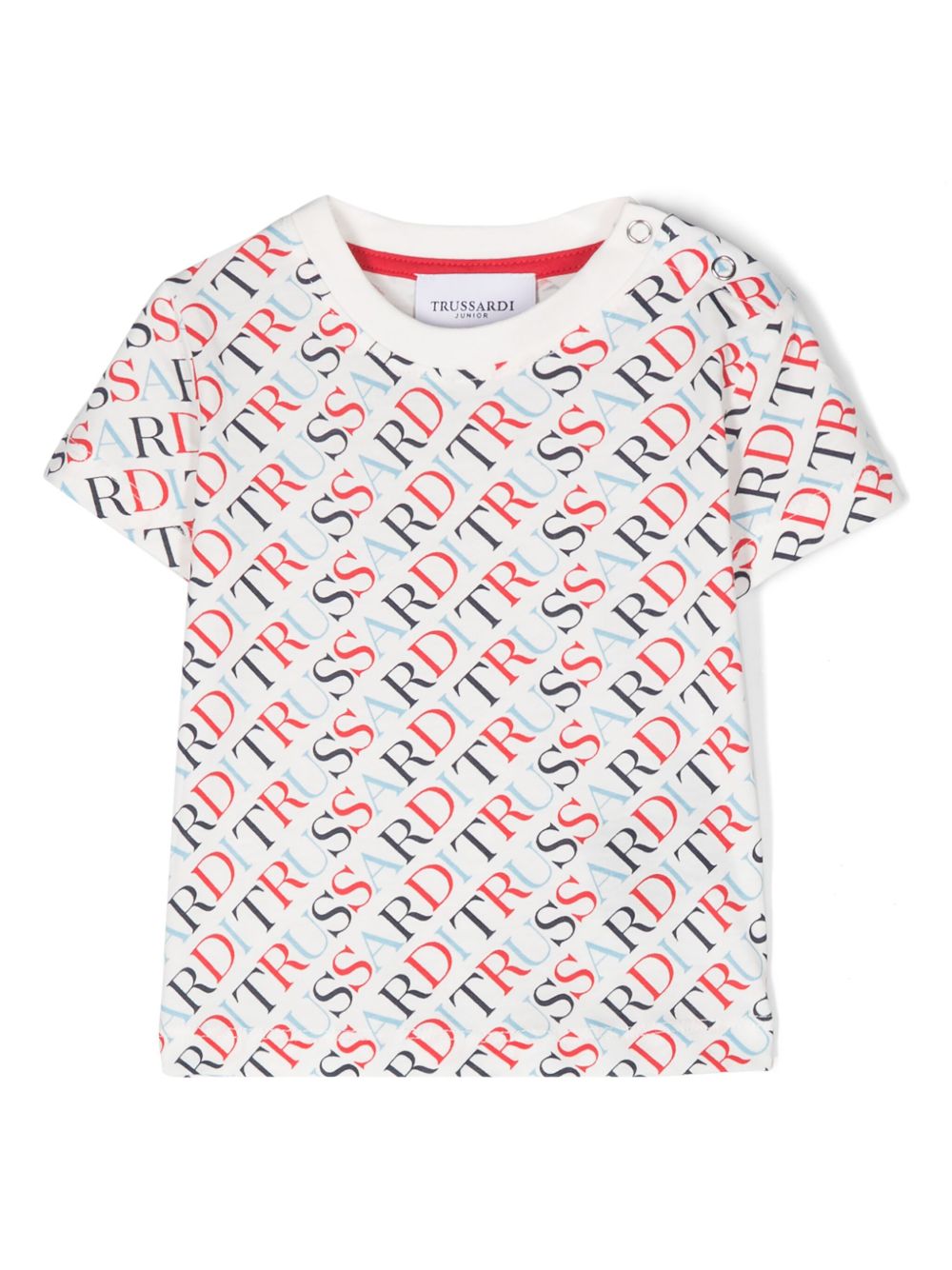 TRUSSARDI JUNIOR 大面积logo印花T恤 - 白色