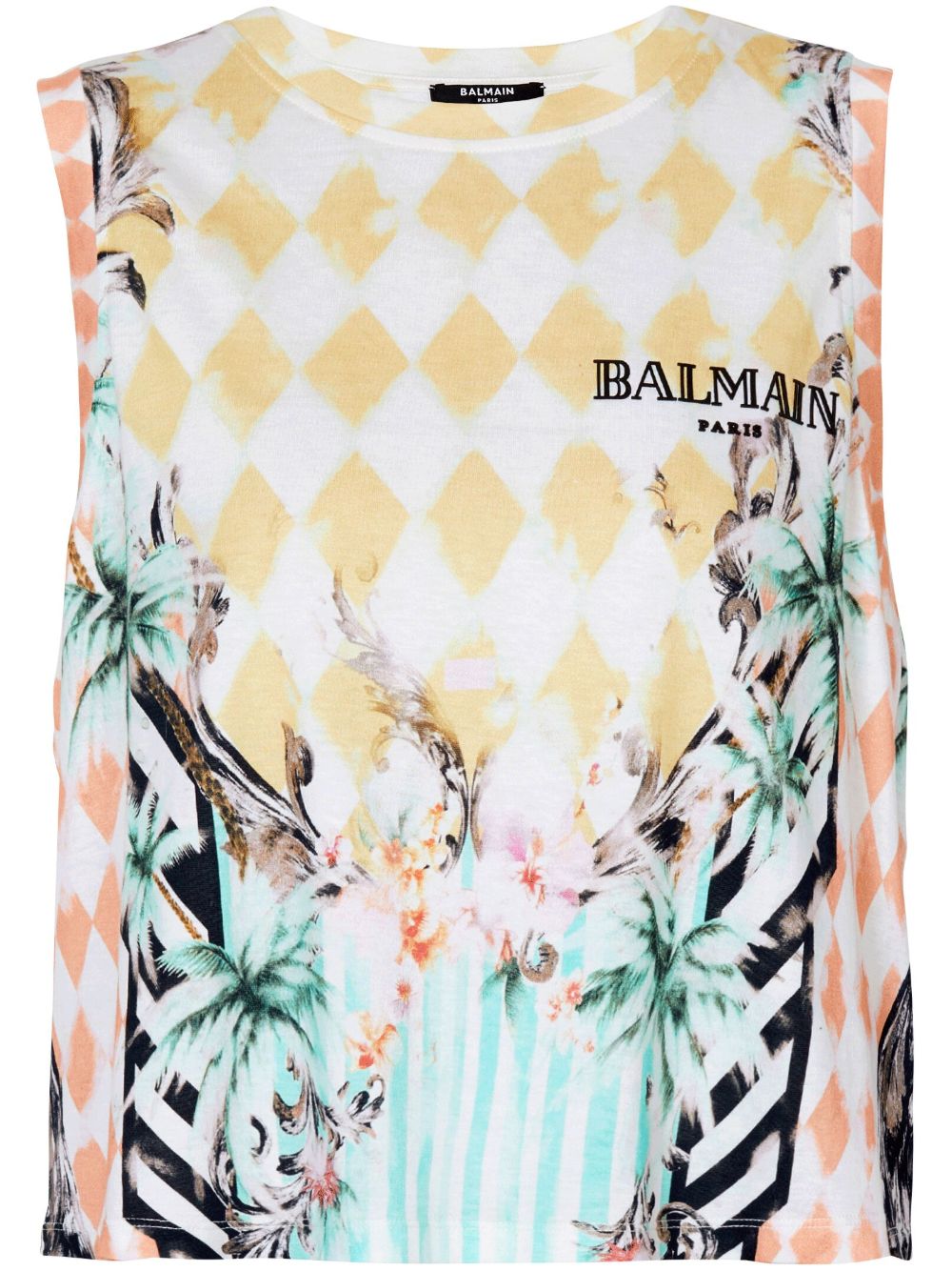 Balmain 巴洛克印花坦克背心 - 粉色