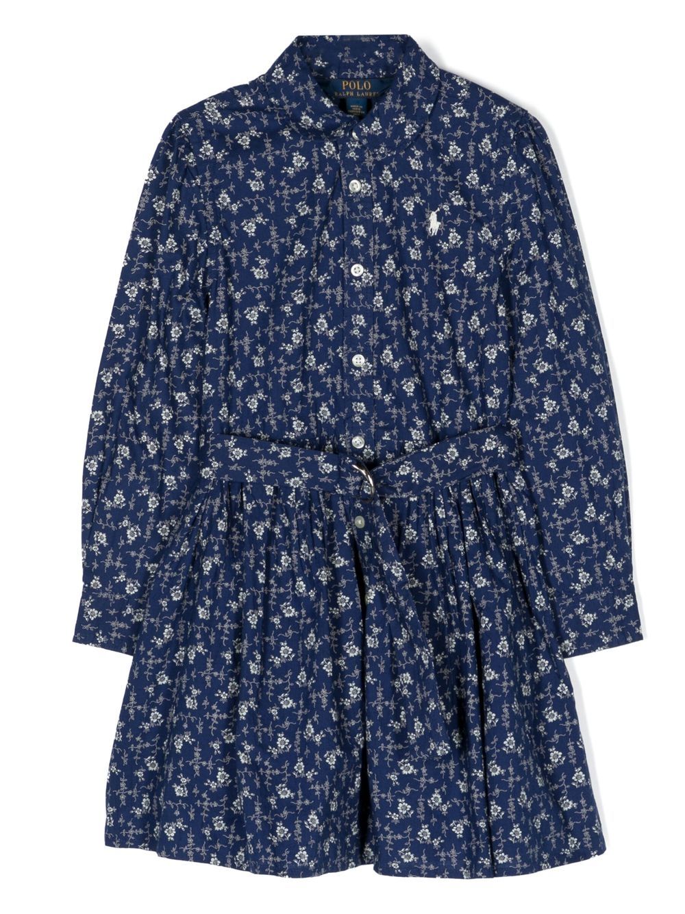 POLO RALPH LAUREN KIDS 花卉印花衬衫裙 - 蓝色