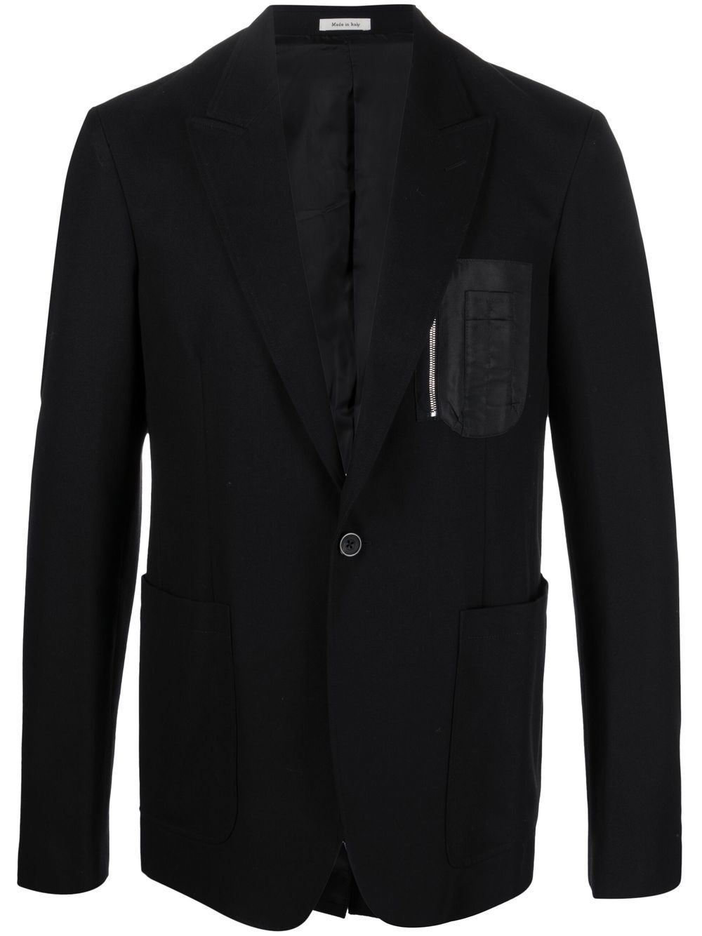 Alexander McQueen 胸处拉链口袋细节西装夹克 - 黑色