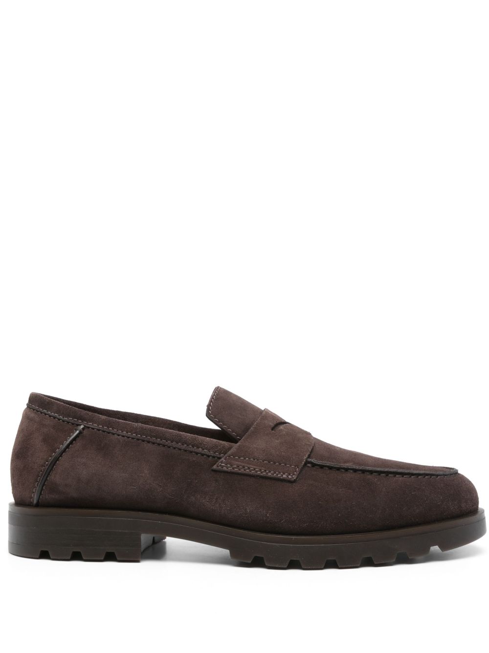 Santoni 绒面皮乐福鞋 - 褐色