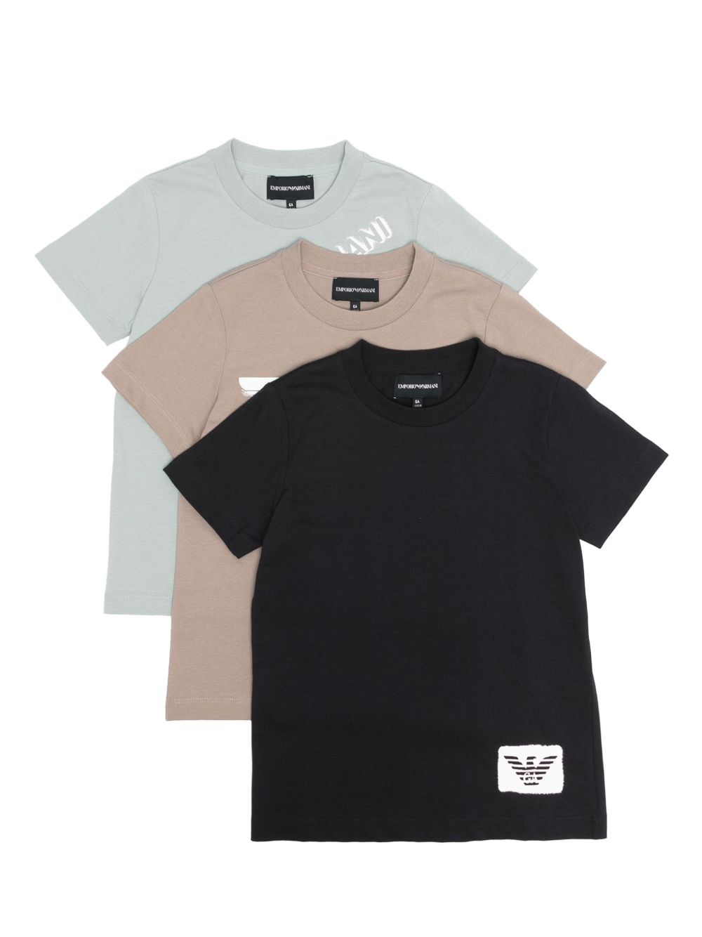 Emporio Armani Kids logo印花T恤套装 - 黑色