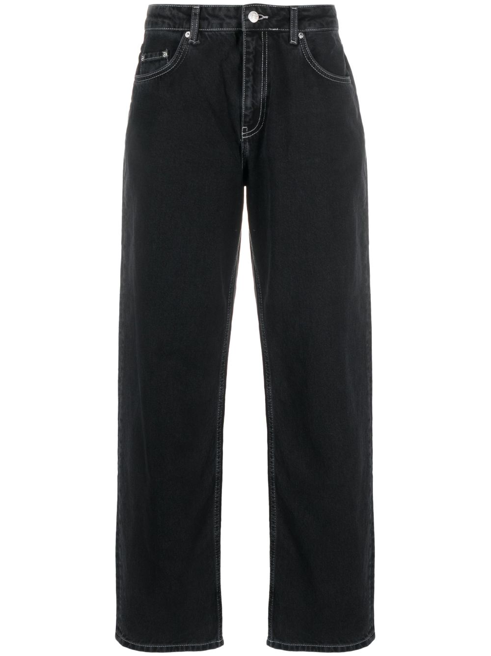 MOSCHINO JEANS 对比缝线直筒牛仔裤 - 黑色