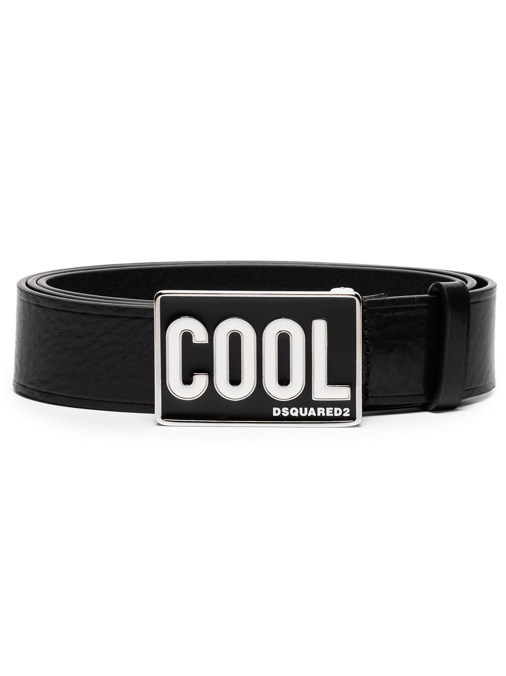 DSQUARED2 D2次方 Cool 标牌皮质腰带 - 黑色