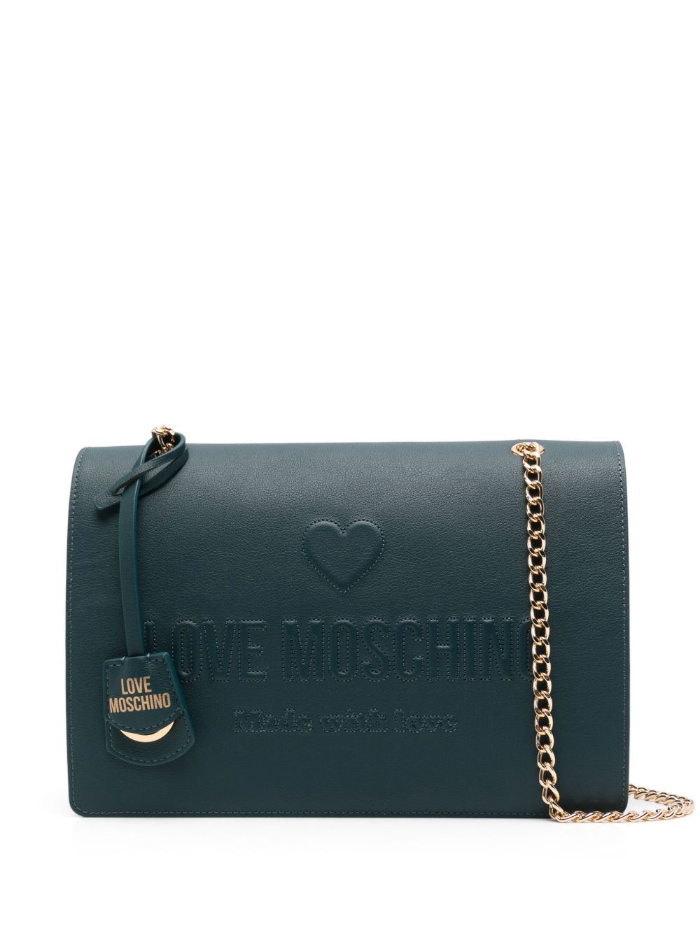 Love Moschino logo压纹单肩包 - 绿色
