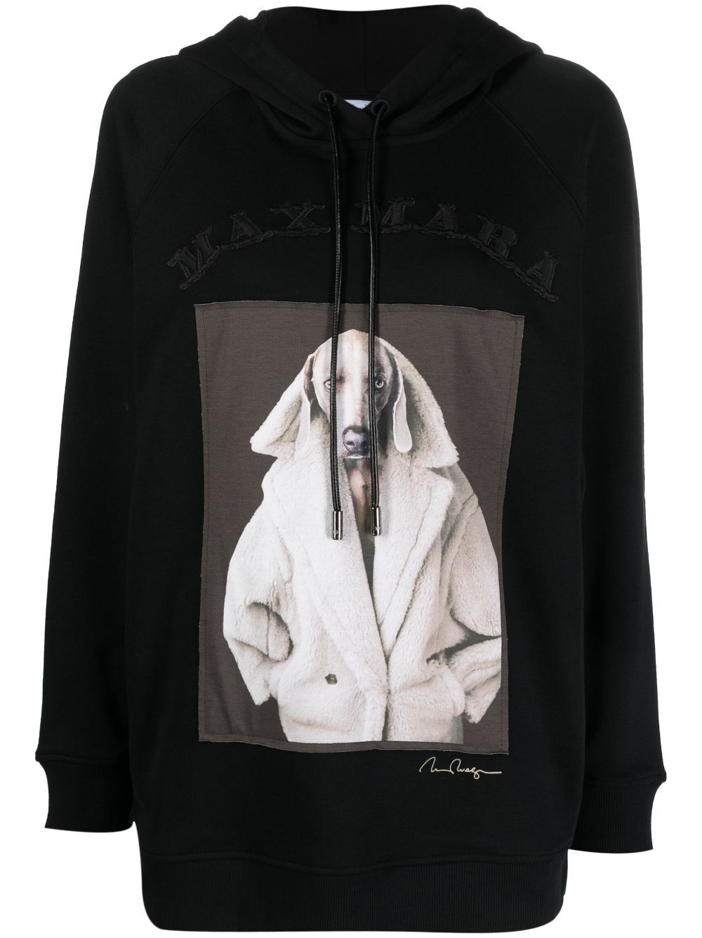 Max Mara Wegman 图案印花棉连帽衫 - 黑色