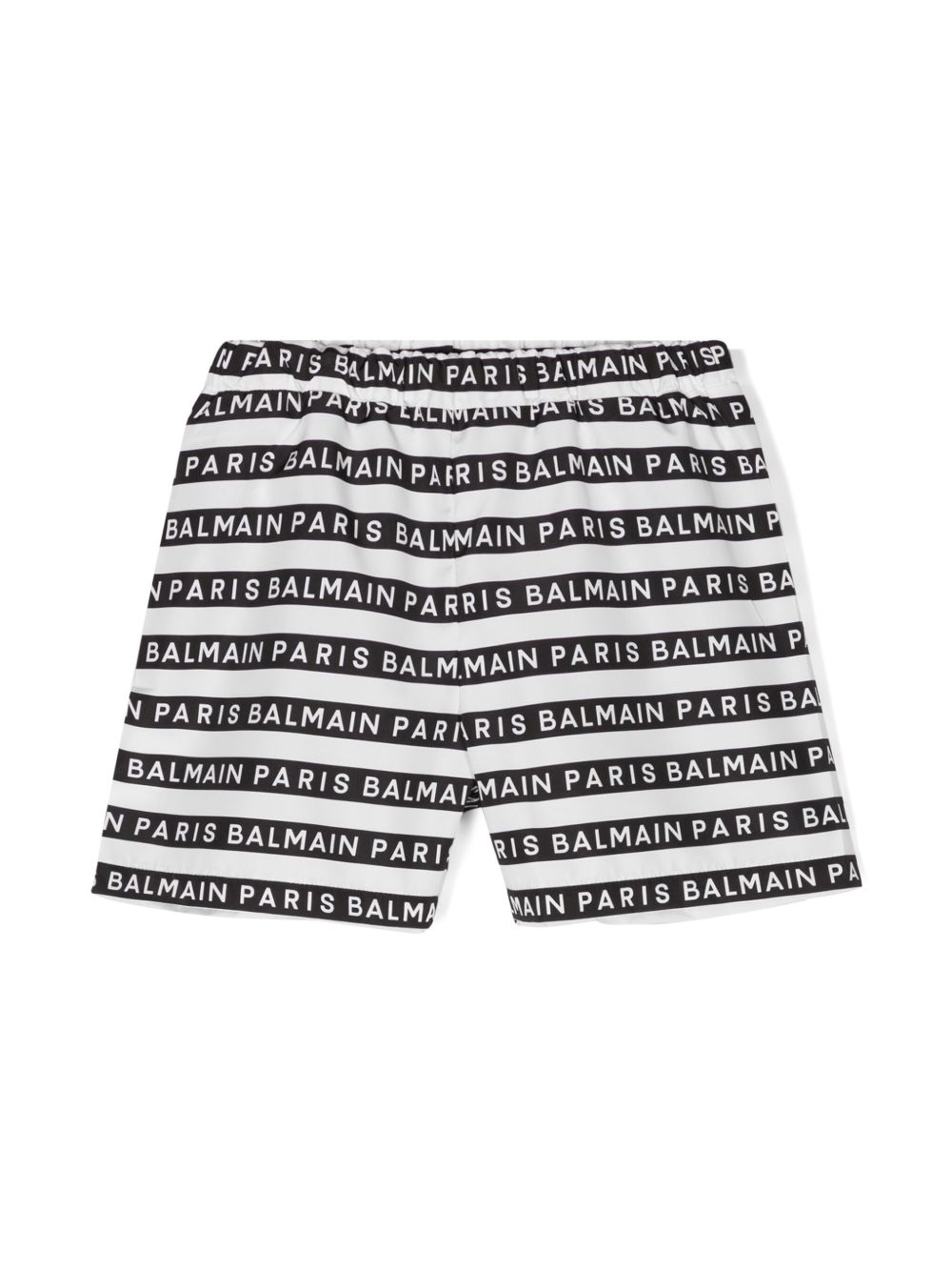 Balmain Kids 条纹logo印花泳裤 - 黑色