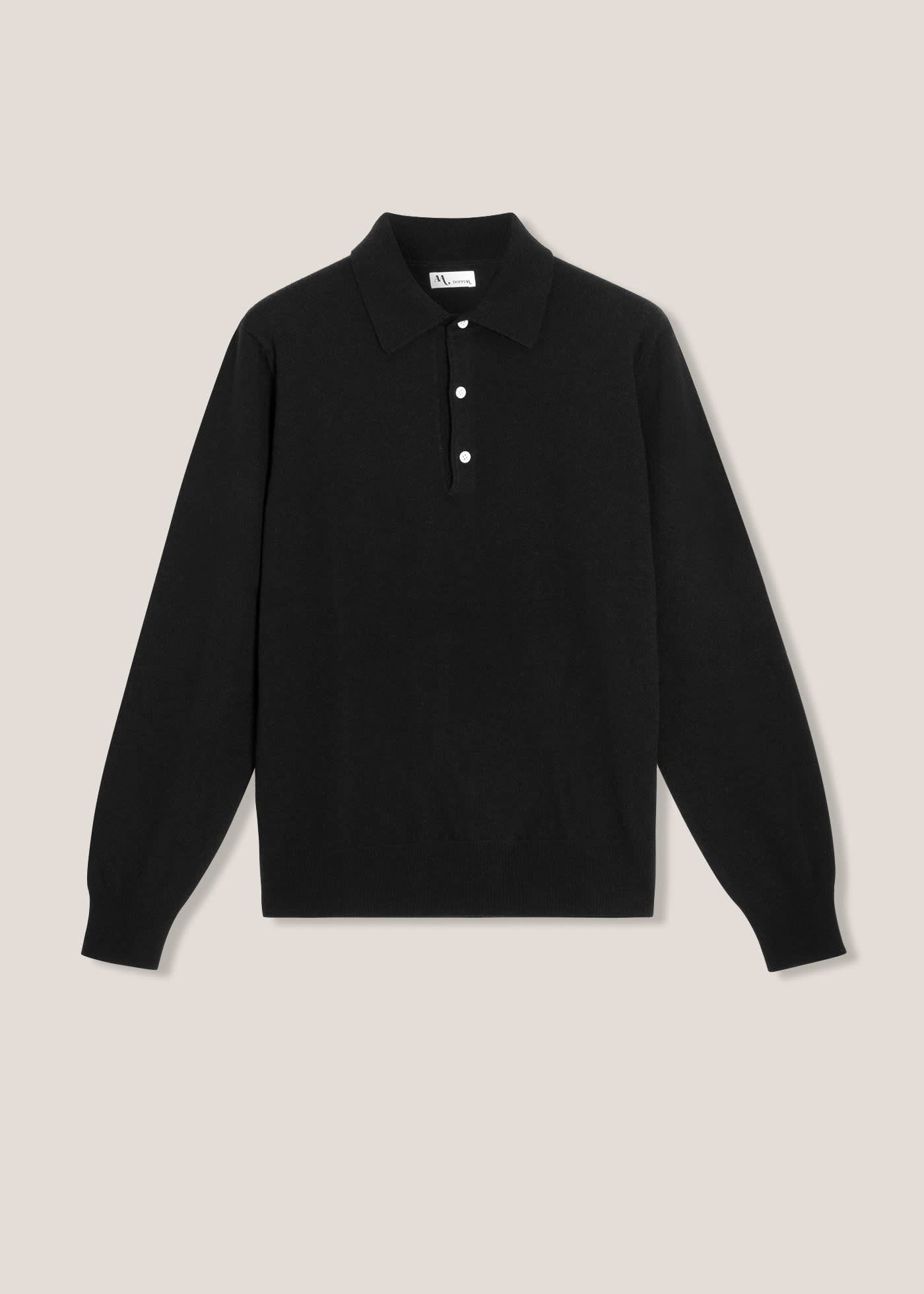 doppiaa Aaric 海军蓝羊毛 Polo 衫