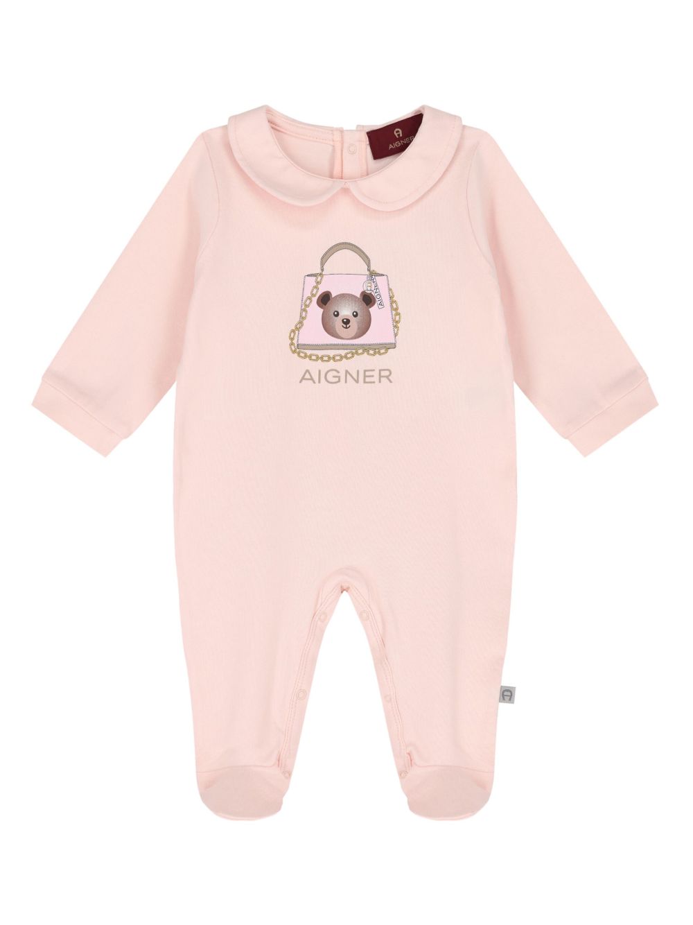 Aigner Kids 图案印花连体睡衣 - 粉色