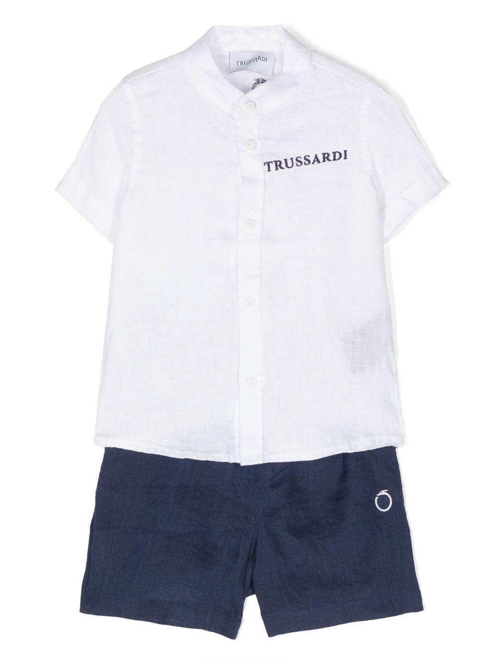 TRUSSARDI JUNIOR logo刺绣短裤套装 - 白色
