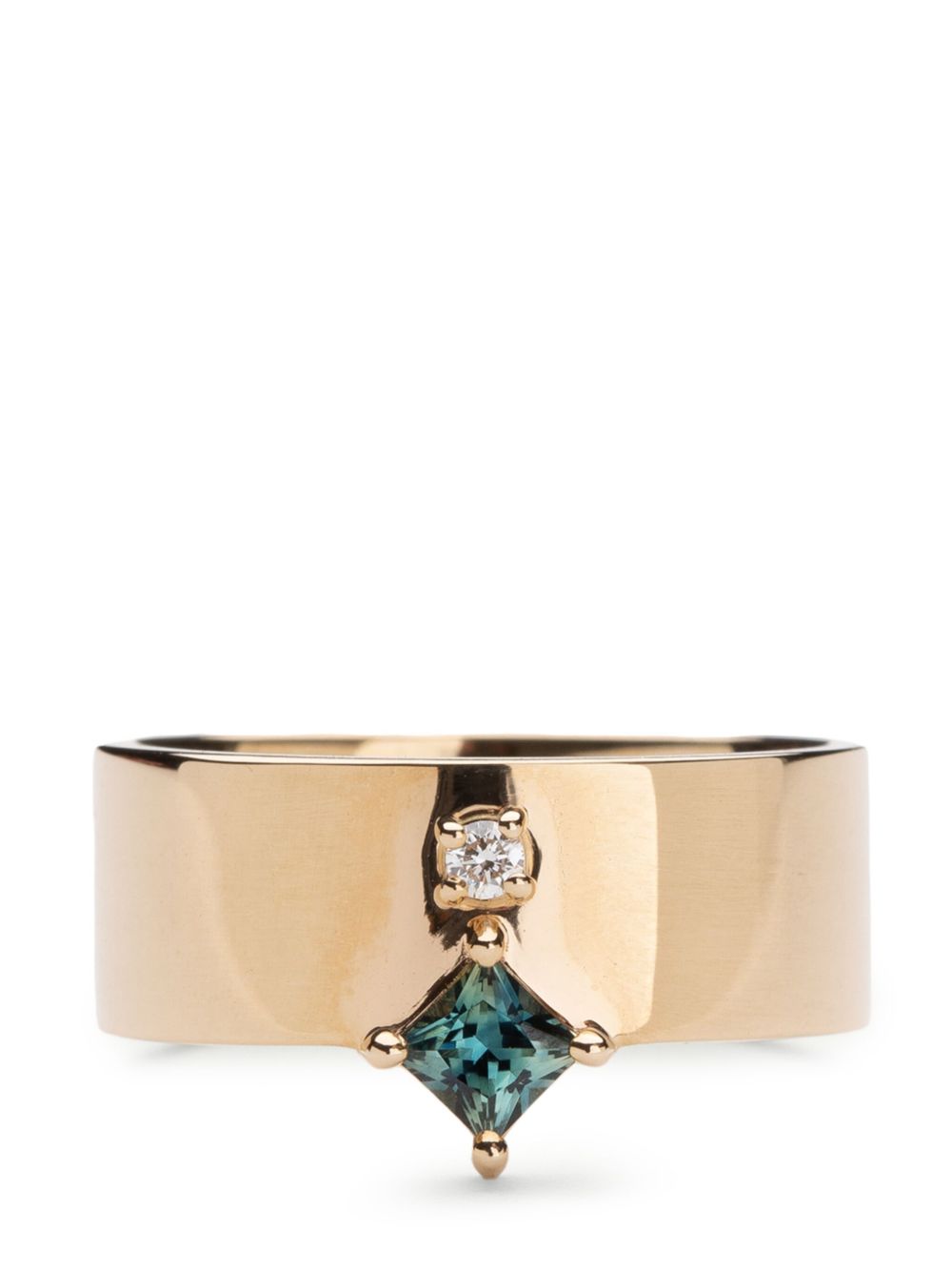 WWAKE 14kt recycled yellow gold Bricolage diamond and sapphire ring - 金色