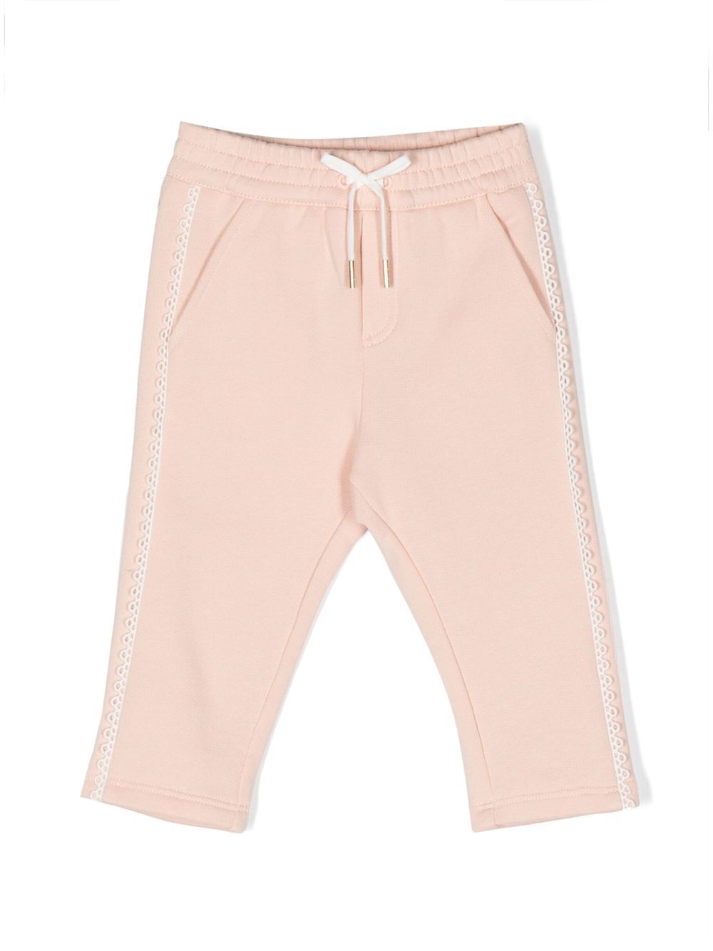 Chloé Kids 钩编针织边饰运动裤 - 粉色