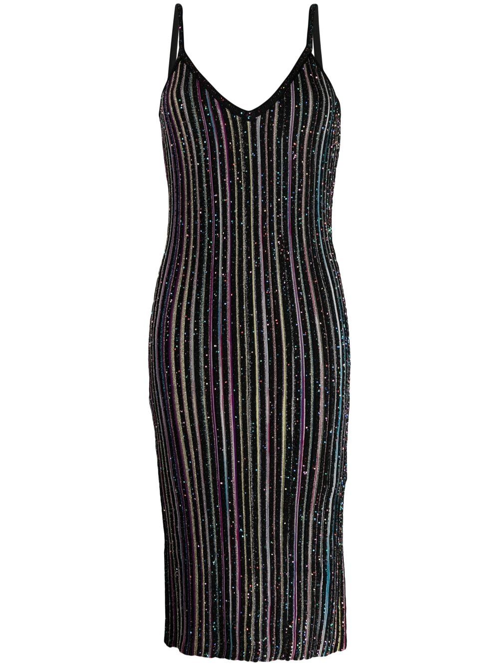 Missoni 亮片金葱细节针织连衣裙 - 黑色
