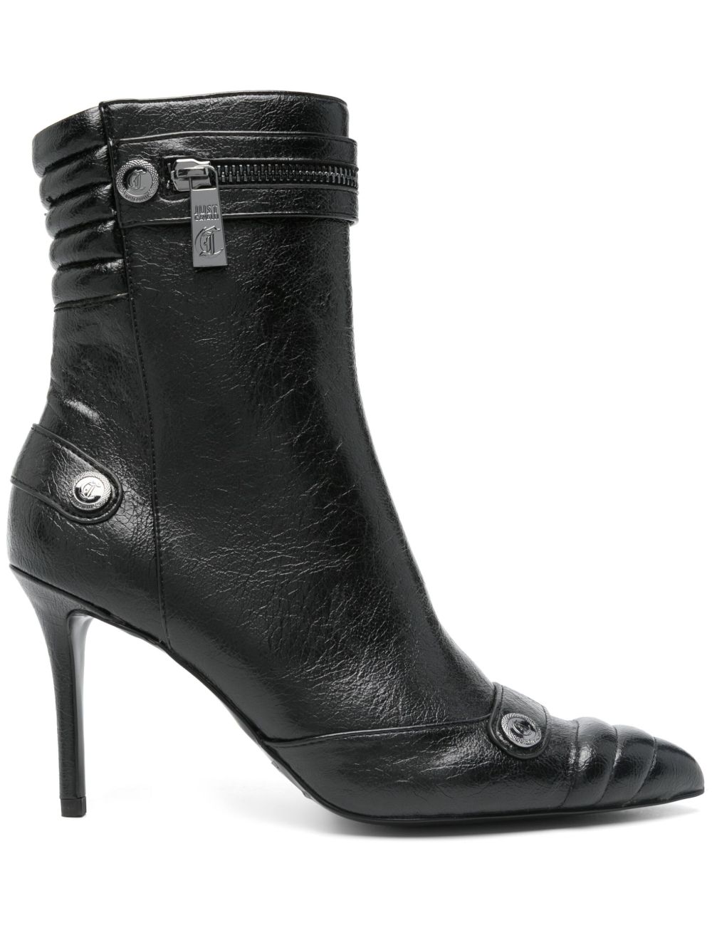 Just Cavalli 90mm logo-stud ankle boots - 黑色