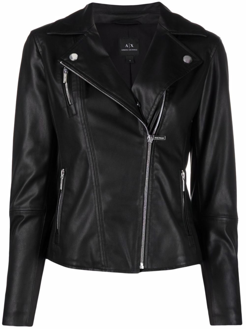 Armani Exchange 人造皮革机车夹克 - 黑色