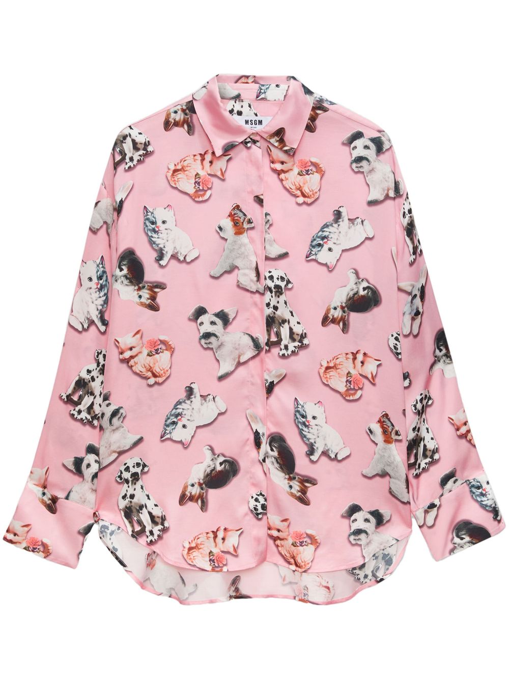 MSGM 图案印花长袖衬衫 - 粉色