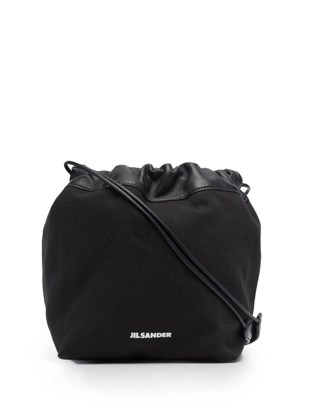 Jil Sander logo抽绳单肩包 - 黑色