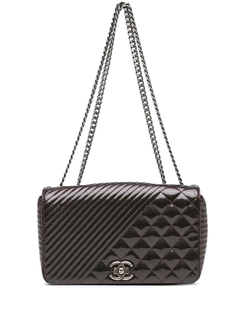 CHANEL Pre-Owned Coco Boy Flap 中号亮面单肩包（2015-2016年典藏款） - 紫色