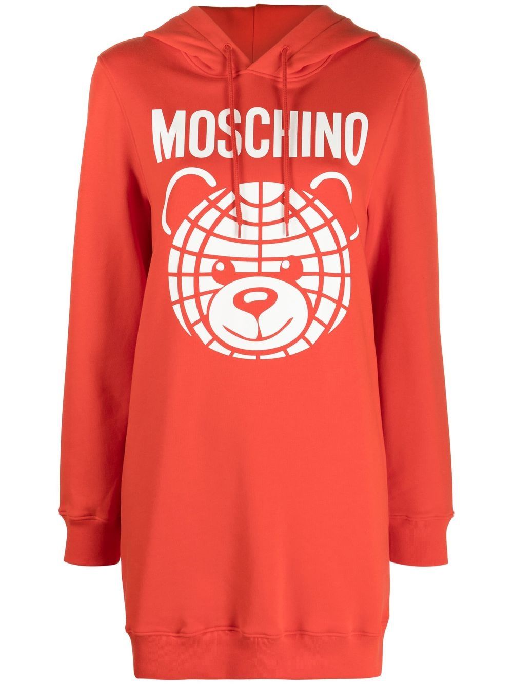 Moschino logo印花卫衣式连衣裙 - 红色