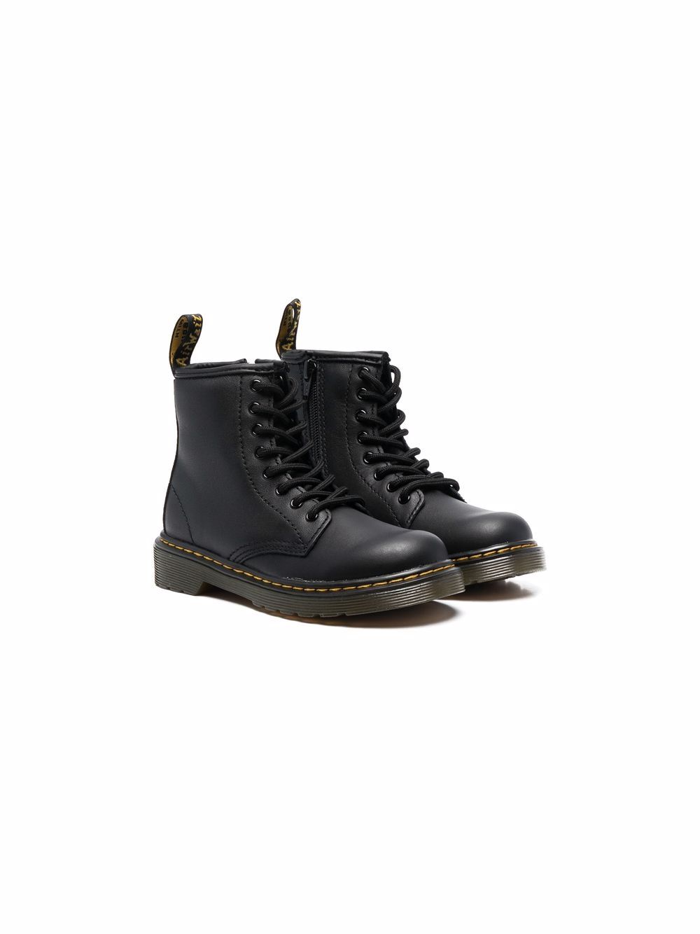 Dr. Martens 系带皮质短靴 - 黑色