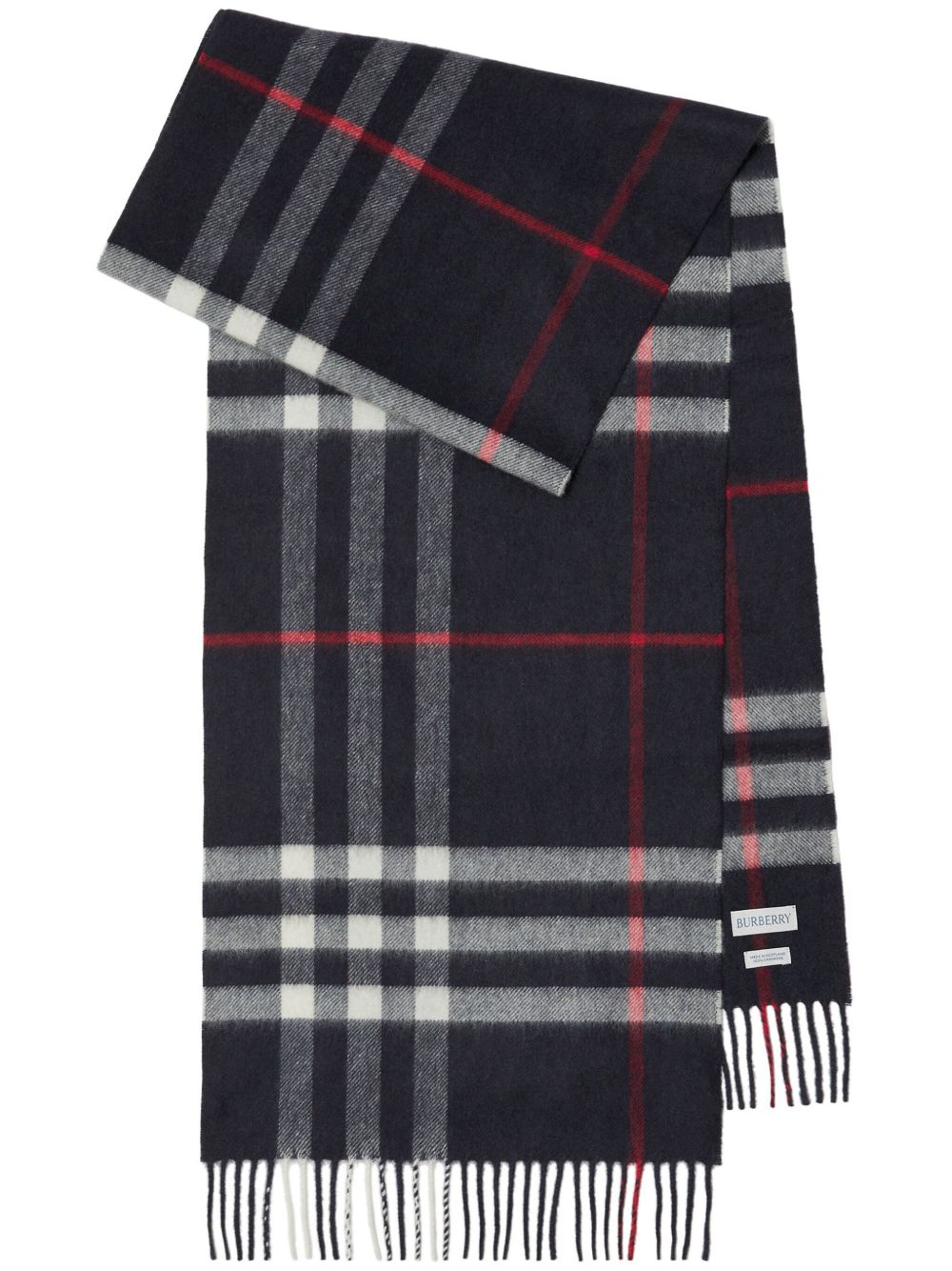 Burberry 博柏利 流苏边格纹围巾 - 蓝色