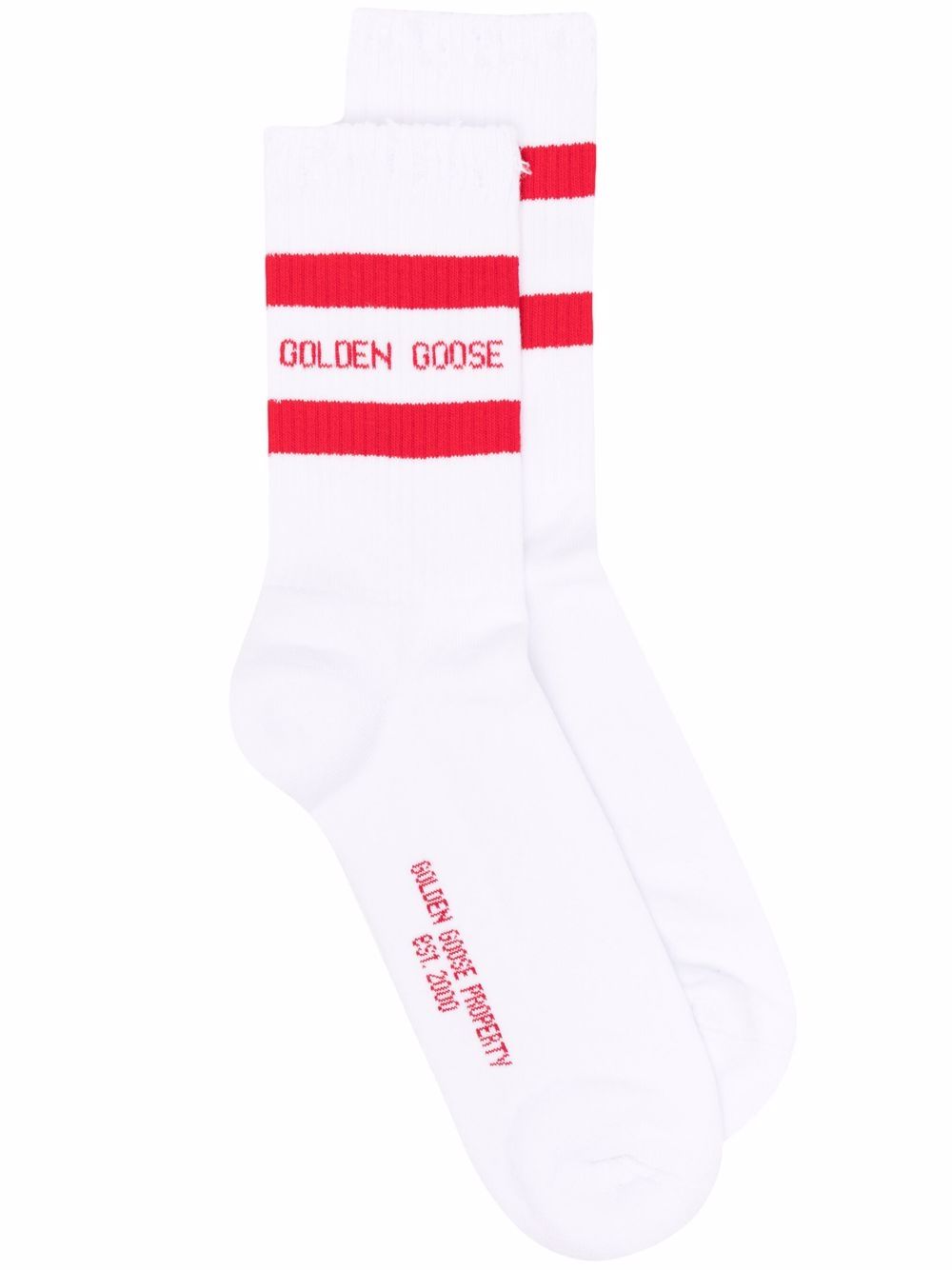 Golden Goose logo嵌花罗纹针织袜 - 白色