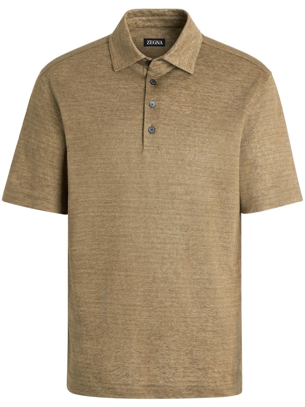 Zegna 短袖亚麻polo衫 - 绿色
