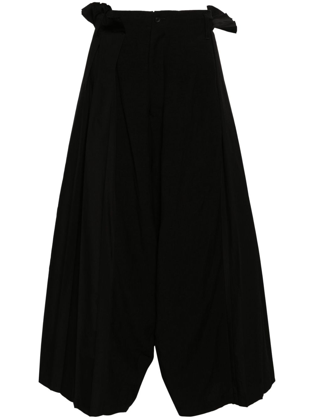Yohji Yamamoto 褶饰阔腿裤 - 黑色