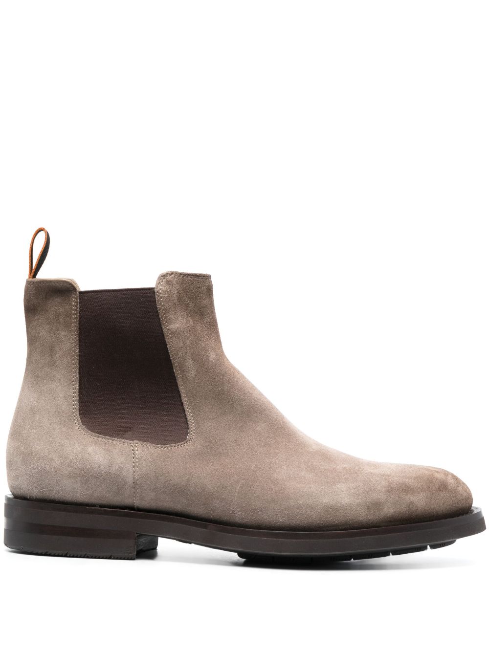 Santoni 圆头绒面皮及踝靴 - 褐色