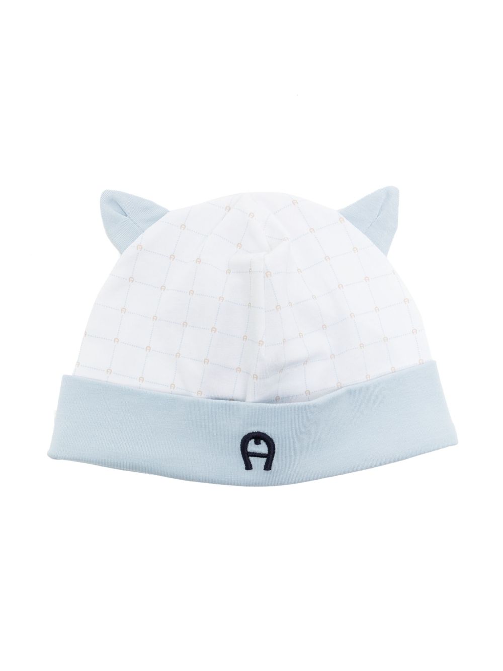 Aigner Kids 刺绣logo比马棉套头帽 - 蓝色