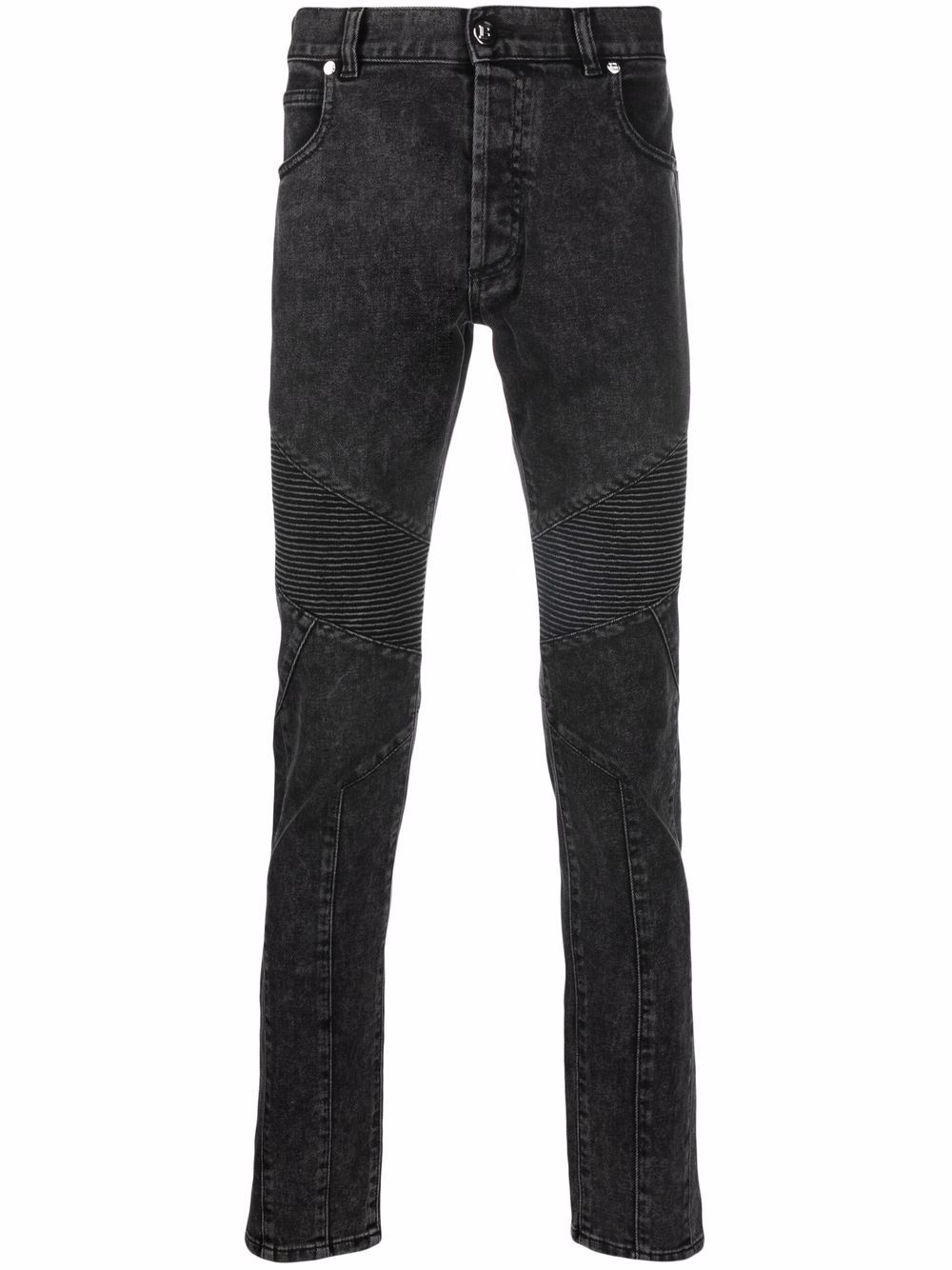 Balmain 巴尔曼 凹面压花logo细节牛仔裤 - 黑色