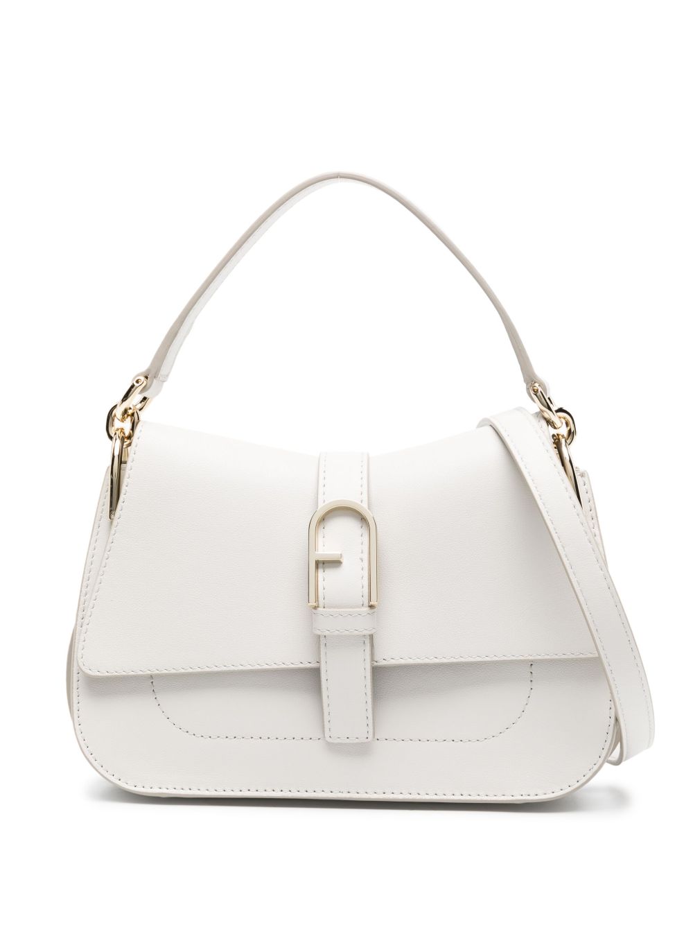 Furla Flow 中号皮质托特包 - 白色