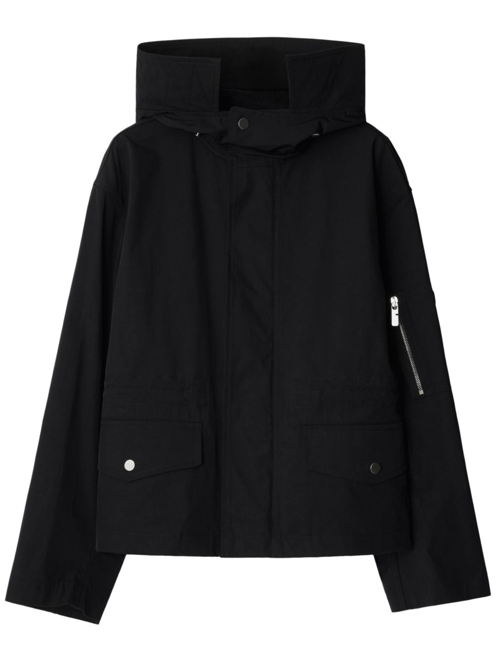 Burberry 连帽摁扣派克大衣 - 黑色