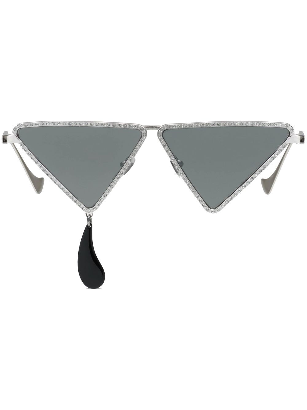 Gucci Eyewear 水钻缀饰几何形镜框太阳眼镜 - 灰色