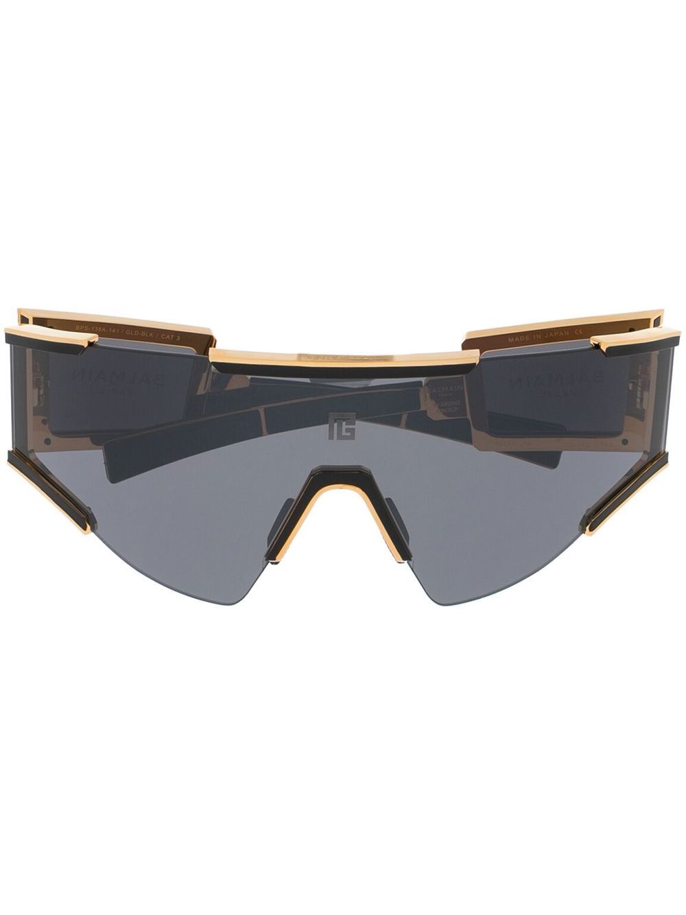 Balmain Eyewear 面具效果镜框太阳眼镜 - 金色