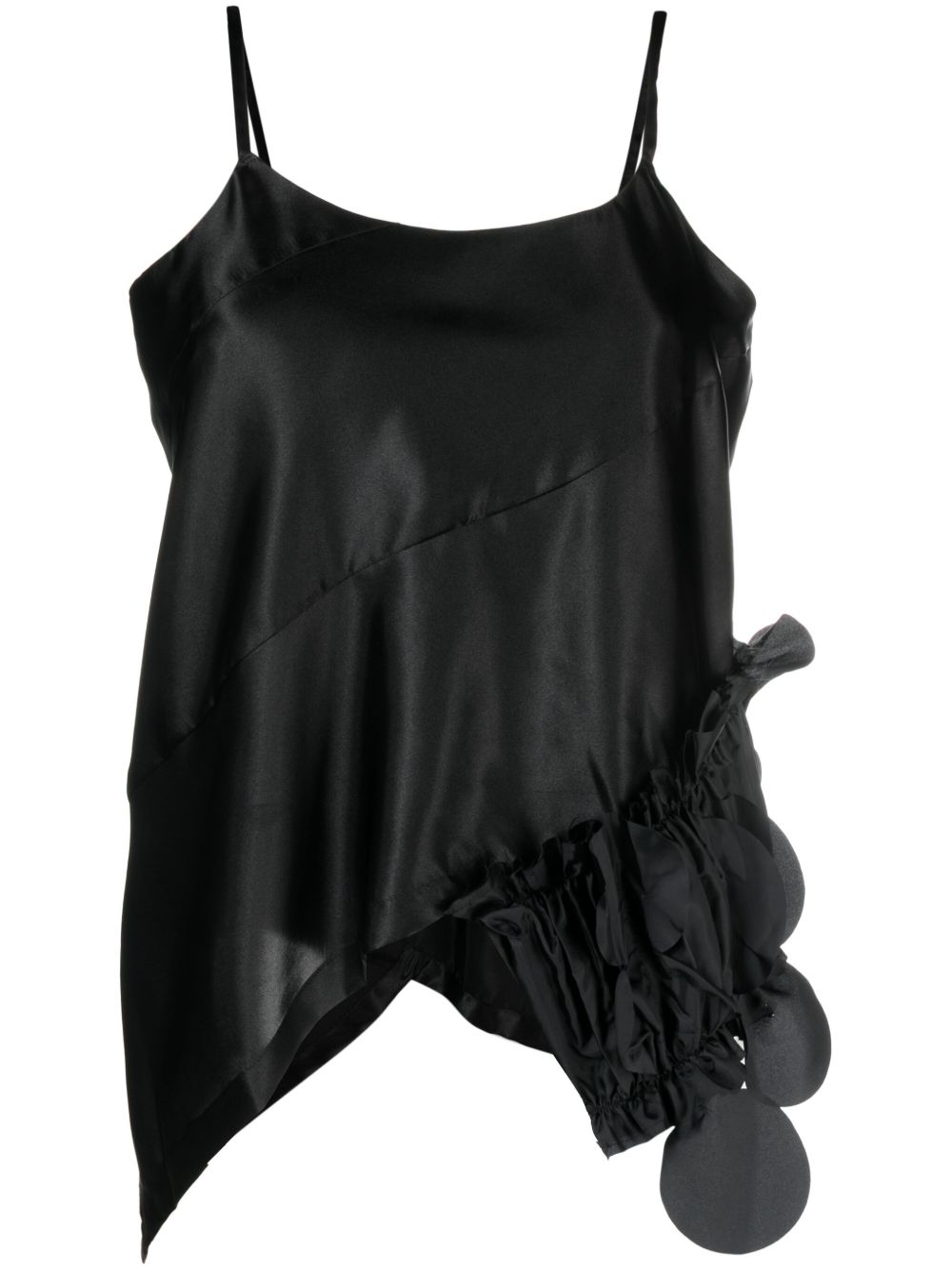 Comme Des Garçons Comme Des Garçons 缎面不对称上衣 - 黑色