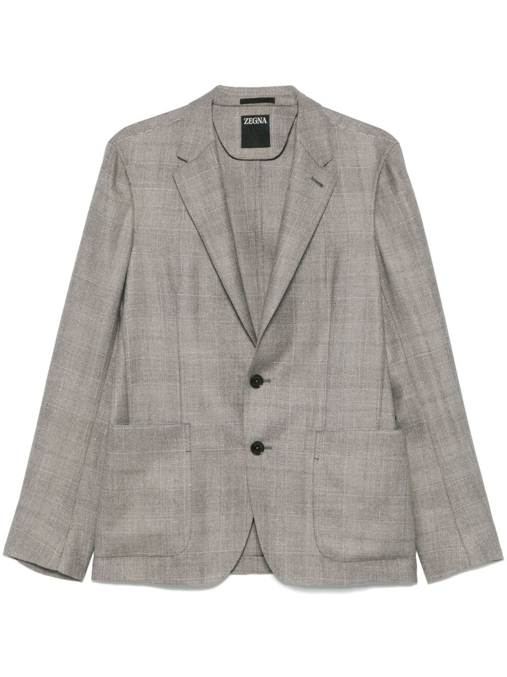 Zegna 格纹西装夹克 - 灰色