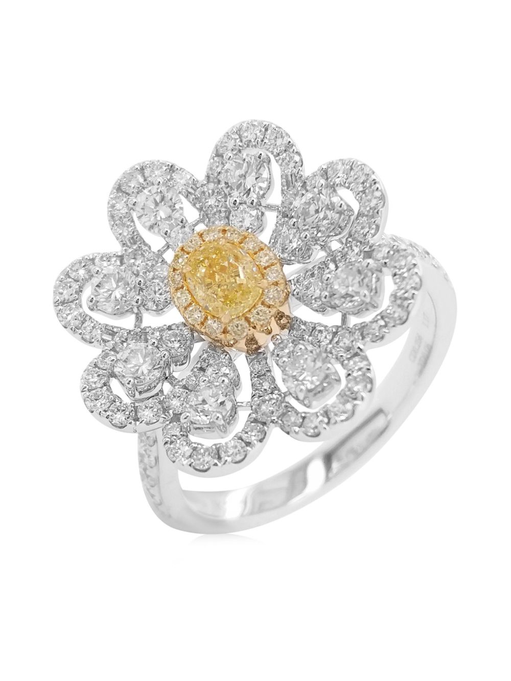 HYT Jewelry 18K黄金钯钻石戒指 - 银色